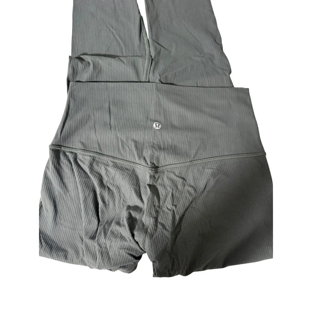 Sage Green Ribbed High Waisted Full Length‎ Yoga Leggings Athleisure 2114